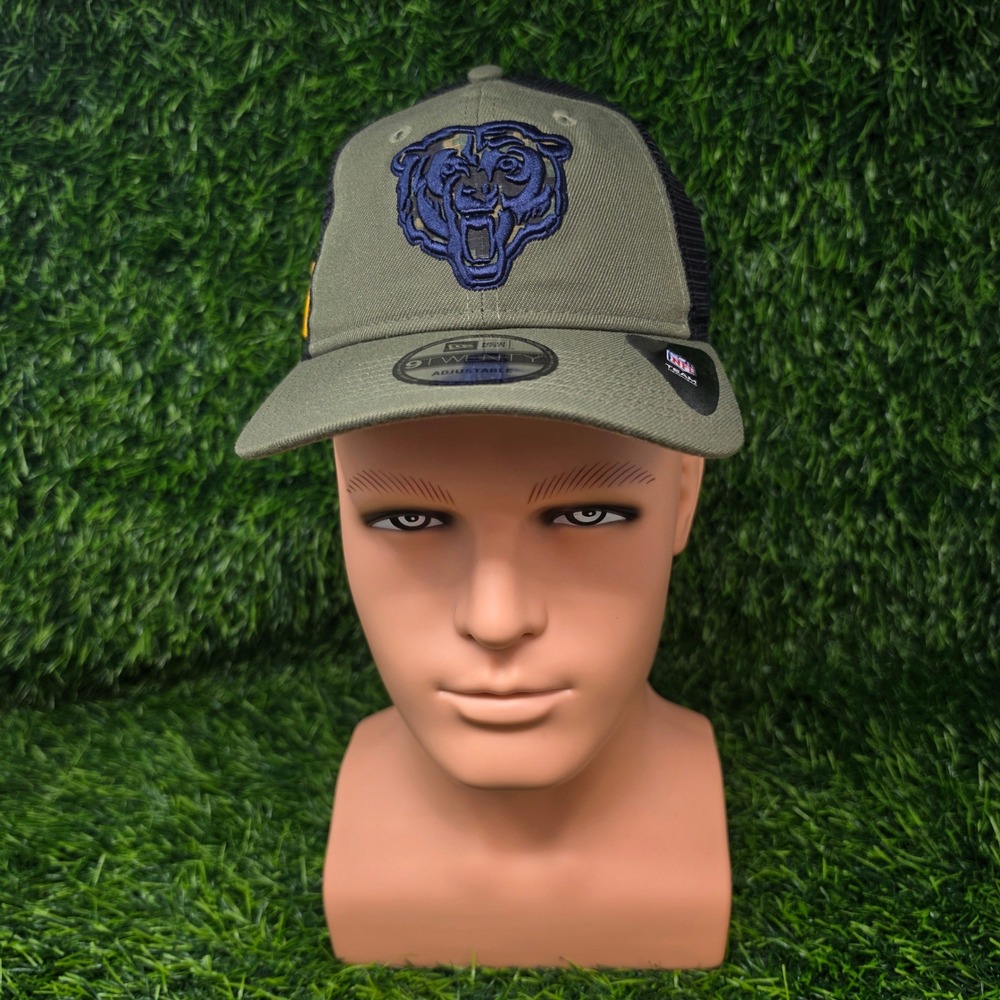 New Era Chicago Bears Trucker Hat Men OSFM Olive Green NFL 9TWENTY Snapback Cap